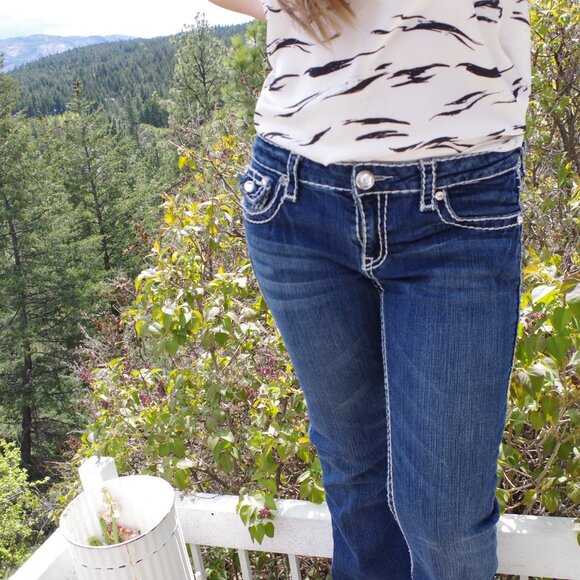 L.A Idol Jean U.S.A Women's Boot Cut With Rhinestones On Pockets Size29/32 - Picture 10 of 10